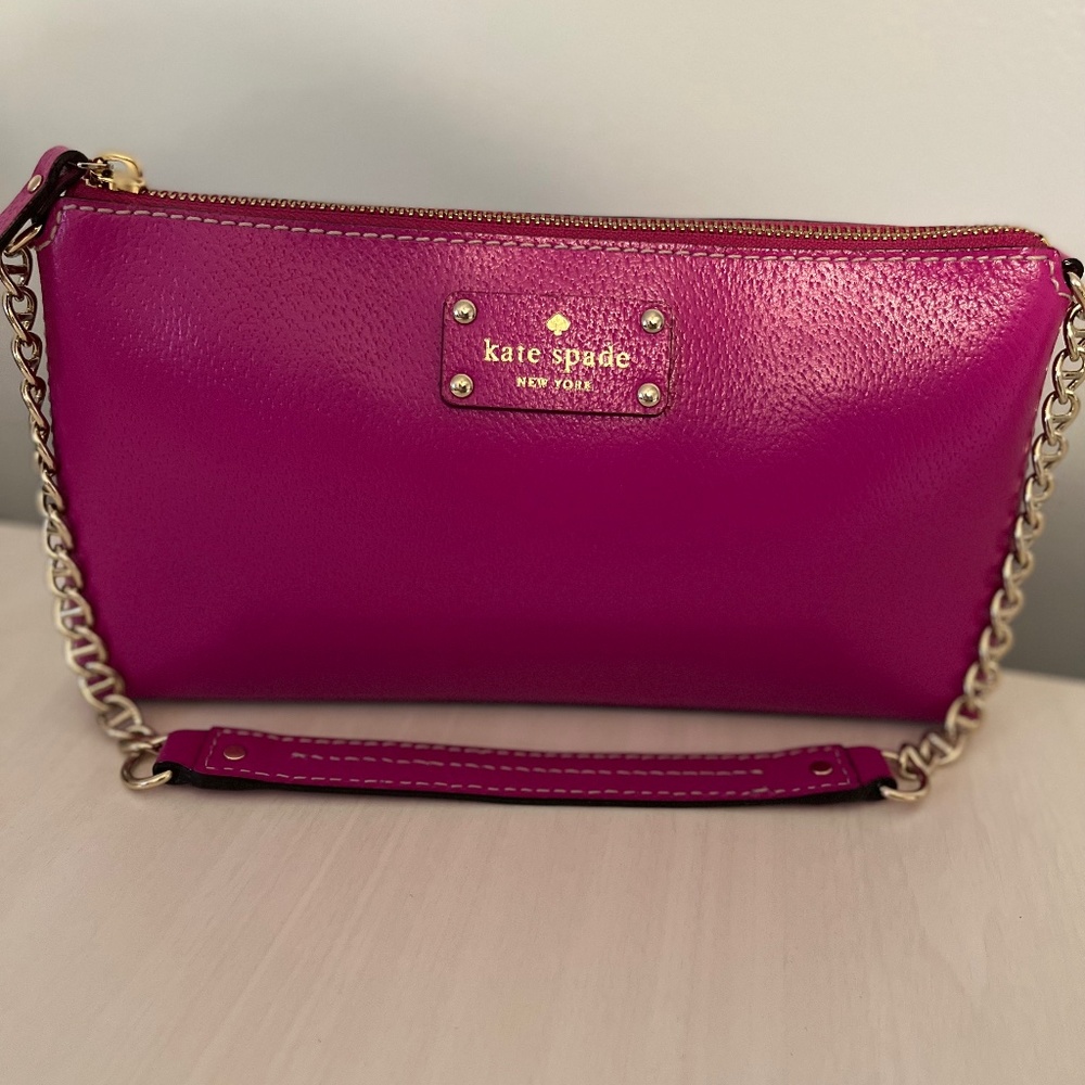 New Fuchsia Leather Kate Spade Purse with Dust Bag